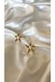 Women's Gold Color Pearl Asymmetric Flower Earrings - 2