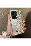 Poco M6 Pro 4g Compatible Silicone Edge Hard Back Case Couple Phone Case with Floral Pattern - 3