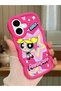 iPhone 16 Plus Compatible Case with Camera Protector Red Silicone Couple Phone Case Powerpuff Pattern