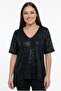 Women's V-Neck Short Sleeve Sequin Plus Size Blouse