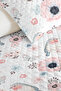 Pastel Bird Floral Young Room Single Pique Set - Blue Pink 160X220 cm Quilted Bedspread - 3