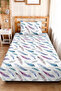 Blue Feather Patterned Youth Room Single Pique Set-Bohemian 160X220 cm Quilted Seasonal Bedspread - 6