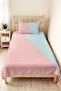 Pastel Geometric Young Room Single Pique Set - Modern Pink Blue 160X220 cm Bedspread - 5