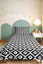 Black Geometric Youth Room Single Pique Set - Modern Minimal 160X220 cm Quilted Bedspread - 5