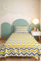 Yellow Gray Zigzag Geometric Young Room Single Pique Set-Modern 160X220 cm Quilted Bedspread - 6
