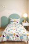 Safari Animal Kids' Room Single Pique Set - Pastel Colored 160X220 cm Quilted Bedspread - 8
