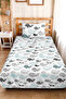 Blue Whale Children's Room Single Pique Set - Sea Themed Black 160X220Cm Quilted Bedspread - 4