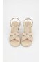 Zemira Women's Black Leather Stone Embroidered Fish Scale Thick Heeled Rubber Laced Heeled Sandals - 3