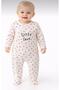 Baby Romper White Heart "Little Love" Printed Snap Fastener Long Sleeve Footed Romper-128103 - 4