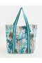 Women Ivory And Blue Printed Beach Bag