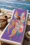 Purple Fairy Butterfly Patterned 70X150 Beach Towel, Soft Textured Model Suitable for Sea and Beach Use