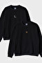 Moon and Sun Patterned Embroidered Double Combination Crew Neck Sweatshirt