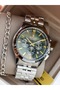 Functions Active, in Stylish Box, Silver Steel Cord, Green Dial, Men's Wristwatch with Calendar + Chain Bracelet - 3