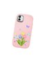 Samsung Galaxy A04 Compatible Case Camera Protector Pink Silicone Couple Phone Case with Floral Pattern - 3