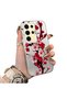 Samsung Galaxy S24 Ultra Compatible Silicone Edge Hard Back Case Couple Phone Case with Floral Pattern