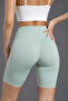 Women's Aqua Green High Waist Gathering Flexible Short Leggings - 5