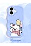 iPhone 16 Compatible Case with Camera Protector Blue Silicone Couple Phone Case Cat Pattern - 2