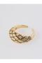 Gold Color Stone Detailed Curved Ring - 2