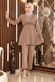Stone Detailed Belted Suit Mink 19122 - 3