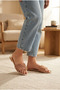 Carys Women's Slippers with Fringes, Full Rose Stones, Gold - 3