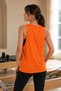 Women's Orange Loose Fit Sleeveless Sports Tank Top - 5