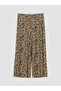 Beige Elastic Waist Patterned Women's Capri - 5