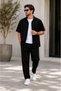 Men's Wrinkled Shirt Pants Set Summer Short Sleeve Shirt Pants 2-Piece Set Wrinkled Fabric Shirt Pants Set Comfortable Cut Summer 2-Piece Set - 7