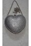 Silver Stone Evening Dress Bag Heart Evening Bag - 4