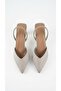 Qelyra Women's Silver Glitter Patterned Short Goblet Heel Pointed Toe Heeled Shoes 8 cm - 2