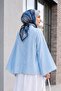 Hakim Yaka Spanish Sleeve Lined Voile Blouse - Baby Blue - 3