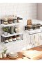 CozyNest 4Pcs Floating Wall Shelves, Solid Wood and Iron Wall-Mounted Storage Racks with Leaf-Shaped Metal Mesh & Towel Bar - 4