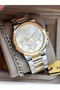 Functions Active, Yellow Silver Steel Cord in Stylish Box, White Dial, Men's Wristwatch with Calendar + Chain Bracelet - 3