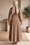 Drawstring Asymmetrical Layered Detailed Hijab Dress - Balloon Sleeve Cape Dress - 3
