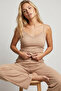 Milky Coffee Lace Bürümcük-Krınkıl Rope Strap Pajama Set 8059