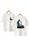 Seal and Polar Bear Printed on the Back and Front Chest, 100% Cotton Oversize Loose Regular Fit Crew Neck T-Shirt