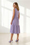 Women's Lilac Crew Neck Segmented Sleeveless Cotton Dress Elb-19002665 - 6