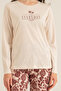 Women's Leaves Cream Long Sleeve Pajama Set Pc9263-S-V1 - 3