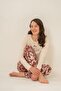 Women's Leaves Cream Long Sleeve Pajama Set Pc9263-S-V1 - 7