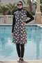 2-Piece Set (with Bonnet Gift) Lycra Sleeves, Elastic Waist, Side Slits, Burkini Hijab Swimsuit D60