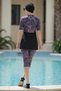 2-Piece Set (with Bonnet Gift) Water-Repellent Fabric Semi-Hijab Swimsuit with Front Zipper and Below-Knee Leggings D24 - 2