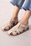 Treviso Beige Suede Multi-Strap Women's Sandals with Gold Buckle - 3