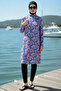 2-Piece Set (with Bonnet Gift) Half Fisherman Low Shoulder Lycra Fabric Burkini Hijab Swimsuit D48 - 2