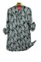 Plus Size Viscose Patterned Lace-Up Tunic