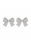 Silver Stone Detailed Bow Earrings - 3