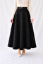 Black Woven High Waist Maxi Length Flared Skirt - 4
