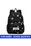 - Star Print School Bag - Black - 2