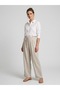 Women's Comfortable Cut Linen Trousers with Elastic Waist and Laces 74544 - 3