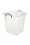 Square Storage Plastic Box 20 L | Clear with Teal Handles | 360×310×310 mm