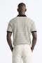 Men's Striped Polo Collar Half-Zip T-Shirt - Black - 3