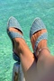 Indigo Cross-Strapped Straw Sole Elegant Cut Cotton Knitted Women's Espadrille - 4